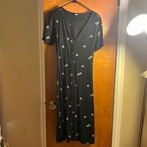 daisy detailed linen dress